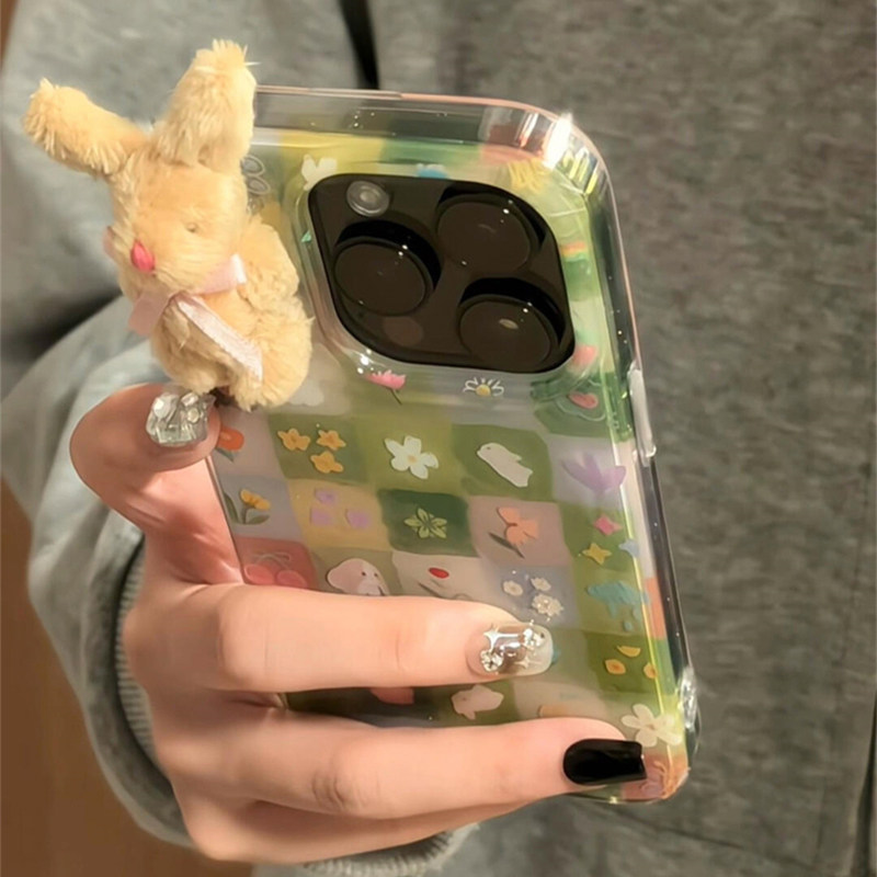 格纹花朵兔子适用OPPOReno15手机壳FINDX8ULTRA真我GT7白底VIVOX200s30Promini爱酷iQOO13Neo10一加ACE5Pro套