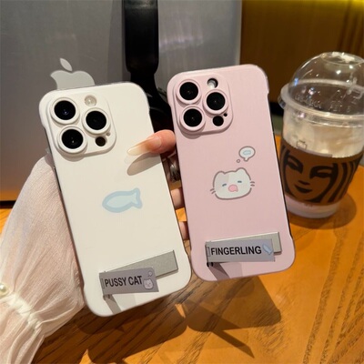 猫咪小鱼适用红米K70PRO手机壳K60情侣k50/K30至尊版K40无边框透明NOTE13/12TURBO带支架TURBO3半包边防摔套