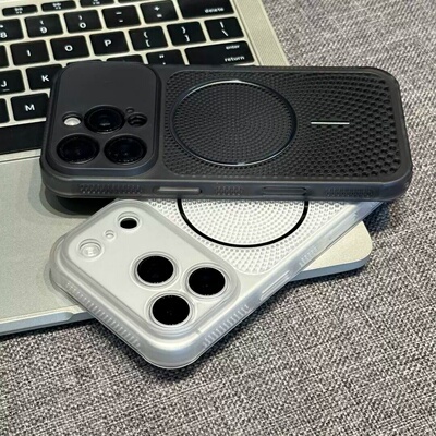 高级感肤感磁吸适用苹果17PRO手机壳iphone16Promax新款17/15创意风平果14proPC网孔透气散热13ins风保护套