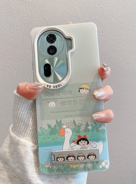 樱桃小丸子OPPORENO14Pro手机壳RENO13/12/11/10彩银8/9pro带支架RENO7/5PRO风吹走烦恼findx7ultra套FINDX6