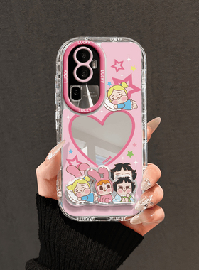 飞天小女警适用OPPORENO12PRO手机壳OPPOReno15女孩reno11/10/9/8/7支架可爱OPPOFINDX6/5/3Pro奶油镜面套