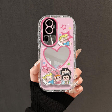 飞天小女警适用OPPORENO12PRO手机壳OPPOReno15女孩reno11/10/9/8/7支架可爱OPPOFINDX6/5/3Pro奶油镜面套