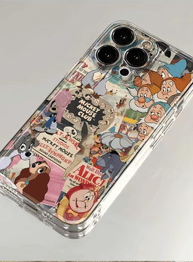 复古迪士尼适用三星s24ultra手机壳Galaxy动物s23+/s22plus超火21女20fe透明S23FE硅胶ultra/20+全包软防摔套