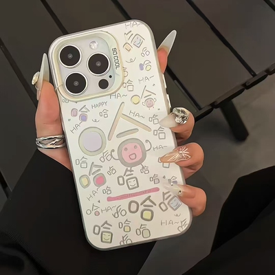哈哈文字笑脸适用三星S24ULTRA手机壳新款GALAX彩色S23+plus镭射彩银S22/21FE夏天S20A34高级感A55防摔A25套