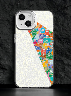 涂鸦小怪兽适用一加12手机壳新款oneplus彩色一1+ACE3PRO镭射彩银ace2pro超火女ACE2V/3V魅族21PRO防摔保护套