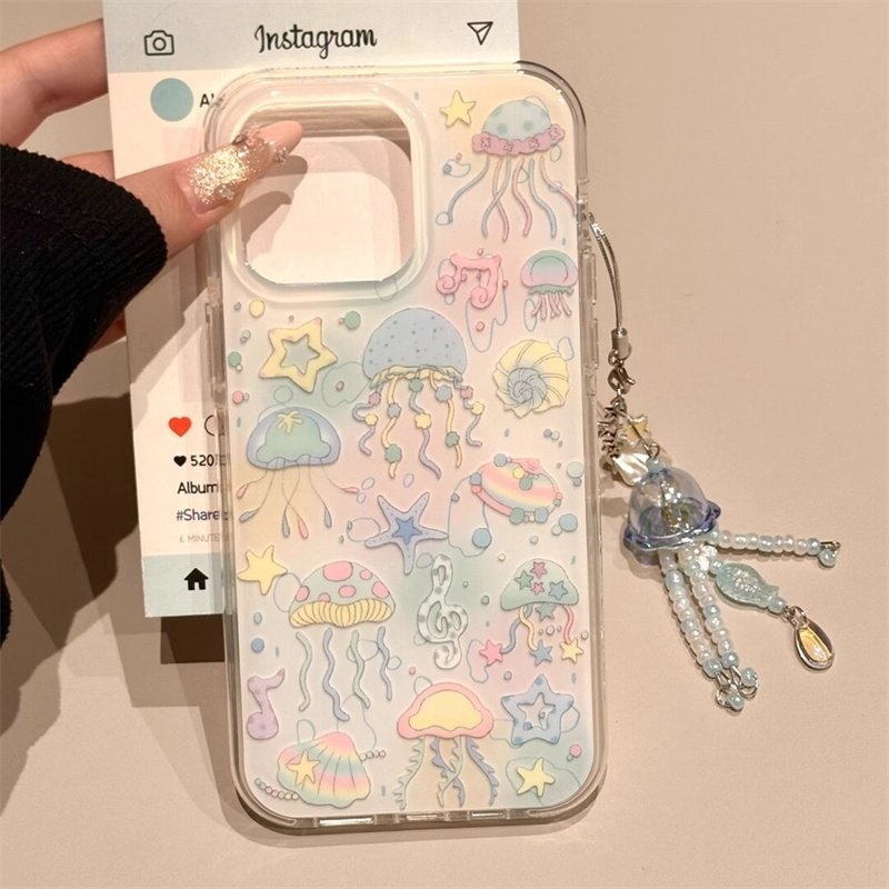 海洋动物水母适用苹果16手机壳iPhone15/14平果13pr