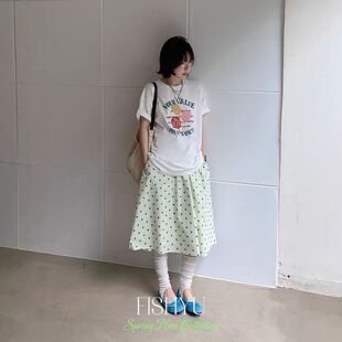 韩系风波点A字中裙薄款 宽松休闲半身裙26165 夏季 正品 FISH