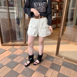 苏珊SUSAN A字版牛仔短裤女2026夏季设计感工装休闲短裤配腰带839