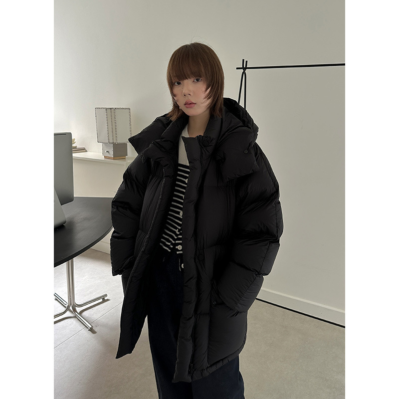 【CLEAN SPACE】正品！连帽拉链厚实保暖休闲简约中长加厚羽绒服