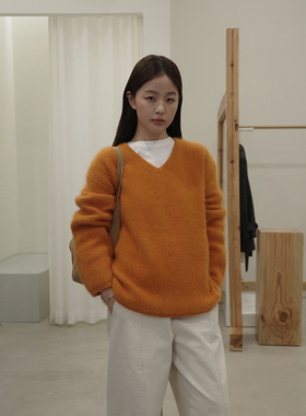 EVERTRUE 60%羊毛2025秋冬季韩版V领针织毛衣女装长袖外套65906