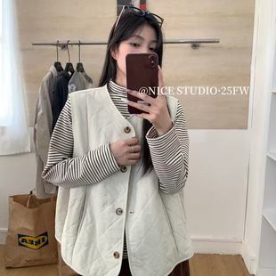 奶思家NICE 复古纯色宽松无袖 STUDIO 韩版 棉马甲女W678 正品