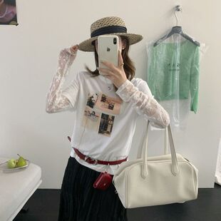 苏珊SUSAN 2026夏季蕾丝长袖T恤圆领甜美卡通印花假两件上衣SI337