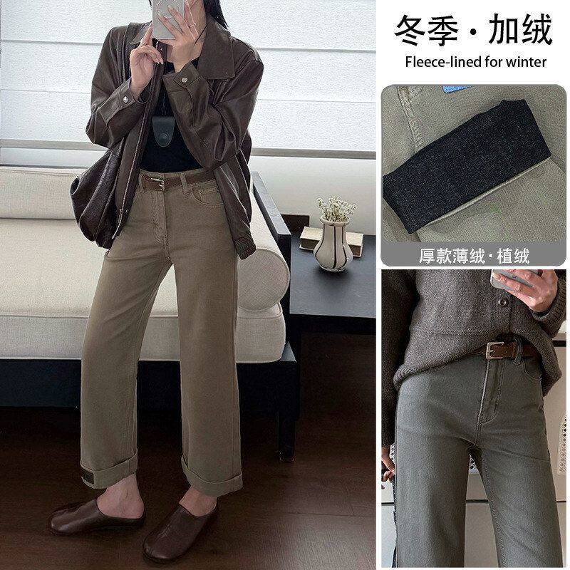 牛仔裤显瘦九分冬季高腰厚款嘉