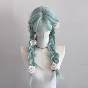【薄荷曼波】假发女清凉感奶绿色假发jk自然浅色系lolita全头套式