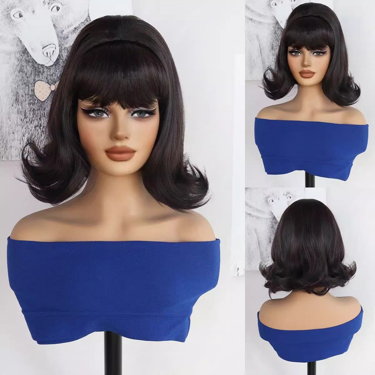 复古假发反翘欧洲美式黑色古典梨花卷5060708090年代港风假发欧美,美发护发/假发,日常整顶假发,淘宝优惠券,粉丝福利购,淘宝优惠卷