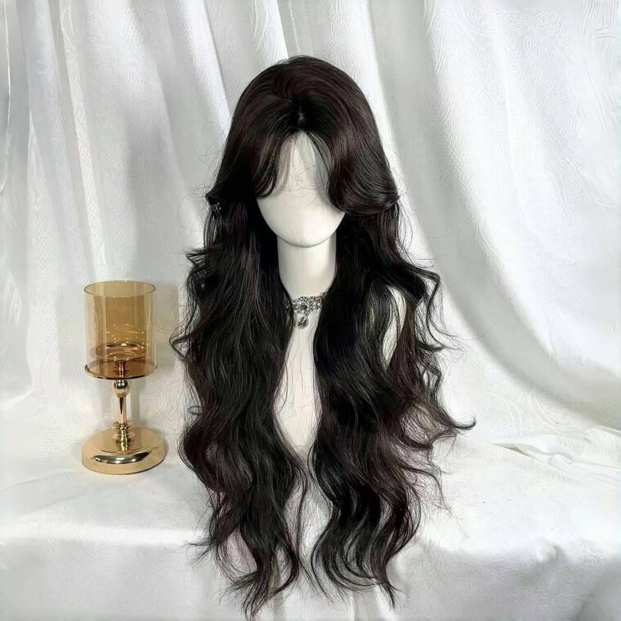 假发女中分八字刘海长卷发大波浪