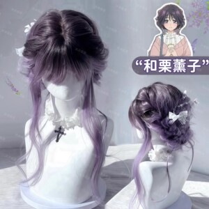 和栗薰子】假发女长发灰紫色渐变
