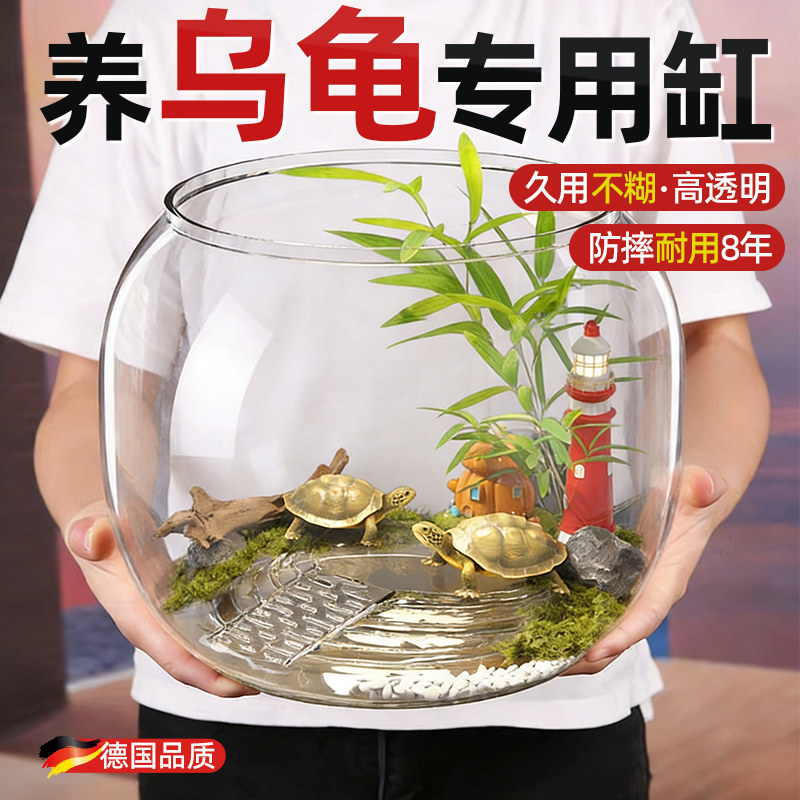 养乌龟专用缸家用饲养缸新款生态造景带爬台桌面巴西草龟缸塑料箱