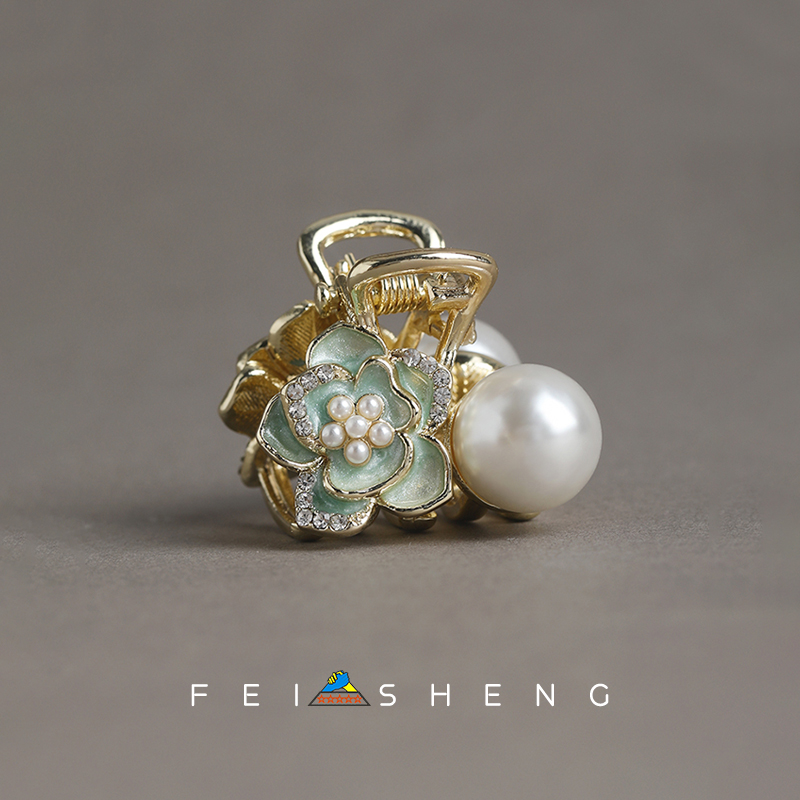 妃晟小抓夹合金日韩山茶花发夹