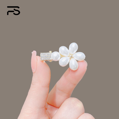 妃晟鸭嘴夹合金日韩珍珠小花