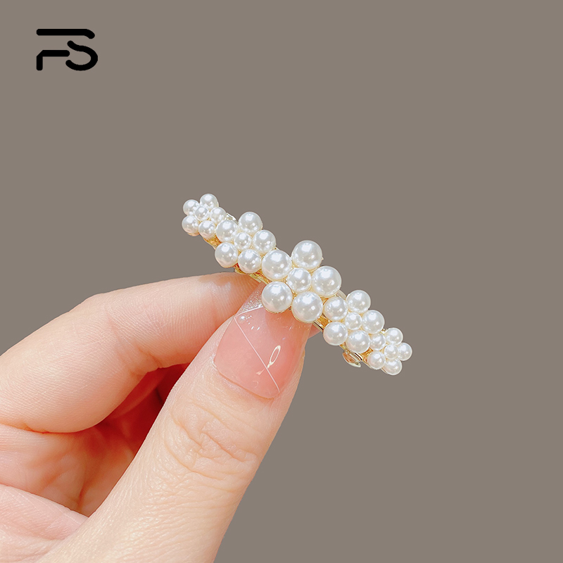 妃晟发夹合金日韩珍珠小花边夹