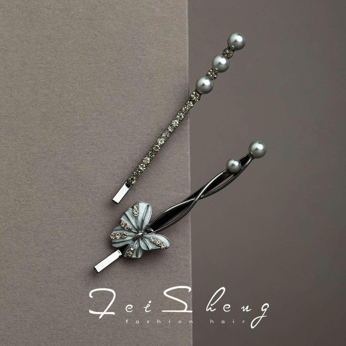 妃晟侧边夹合金发卡法式蝴蝶发夹