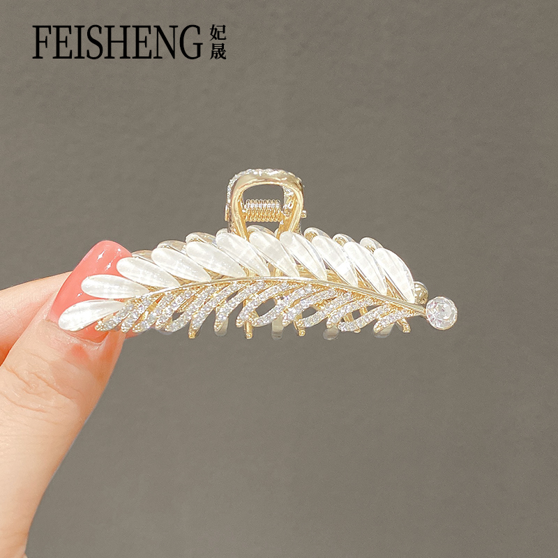 精致羽毛发夹后脑勺发饰中号抓夹