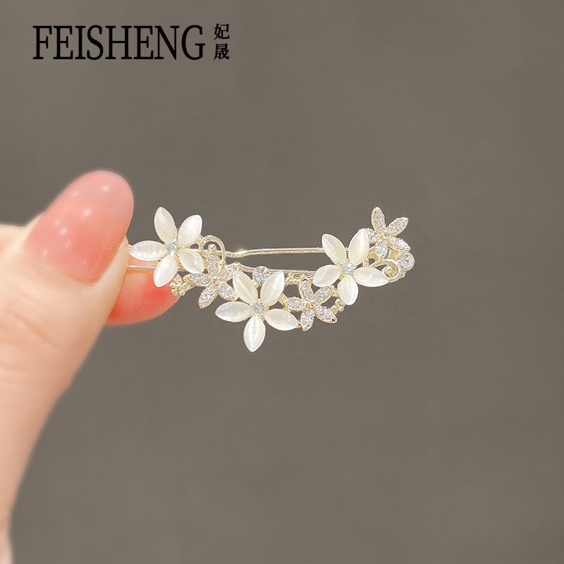 法式复古青蛙扣猫眼石花朵发夹少女刘海侧边夹后脑勺半扎夹子头饰,饰品/流行首饰/时尚饰品新,发饰,淘宝优惠券,粉丝福利购,淘宝优惠卷