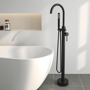 全铜浴室立式浴缸龙头落地淋浴龙头缸边式电镀冷热双出水模式