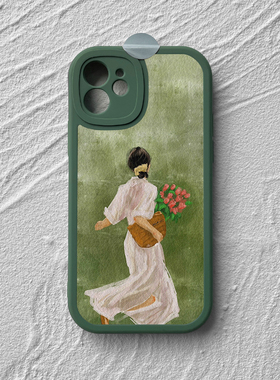 赴花~适用iPhone17promax苹果14手机壳小米15华为mate60可爱文艺女pura80reno13荣耀300水彩风vivos19小羊皮