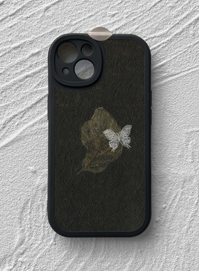枯叶与蝶~复古插画iphone17promax手机壳苹果14小米15华为p80适用mate60新款nova13荣耀200vivox100红米k软89