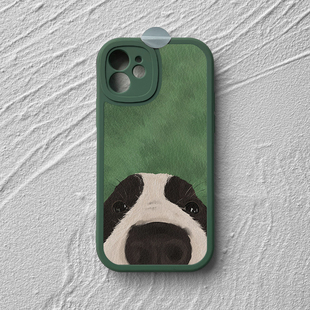 适用iPhone17promax苹果15小米14华为mate60新款pura80荣耀300全包nova12防摔vivos30小羊皮手机壳狗狗的凝视