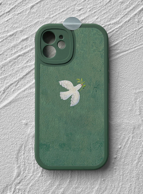 简约鸽子iPhone17promax手机壳苹果14小米15新款mate60小清新pura80适用reno荣耀300nova12vivoS19小羊皮oppo