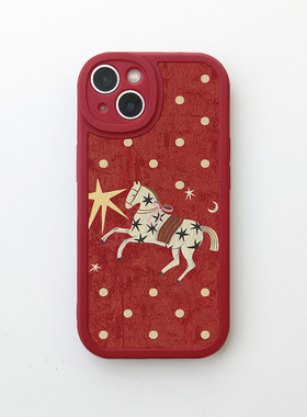 缀星之马年新款适用iPhone17promax苹果16手机壳15小米14华为mate60pura本命年iqoo13荣耀30vivo复古红色波点