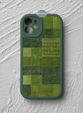 适用于iPhone17promax苹果14小米15手机壳荣耀300软壳小羊皮nova华为mate60pura80新款vivox200~复古绿色拼接