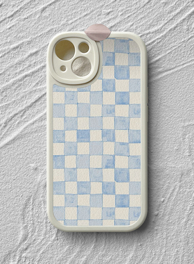 适用于iPhone16promax苹果14小米15手机壳13软壳12小羊皮11华为mate60防摔pura70新款vivox200p文艺蓝白格子