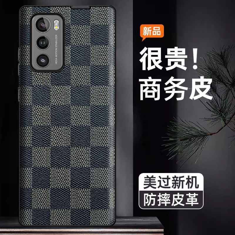 时尚潮牌格子适用于LG wing旋转屏手机壳高级感皮革超薄防摔lgwing保护套适用于lg 5g旋转屏专用全包商务男女