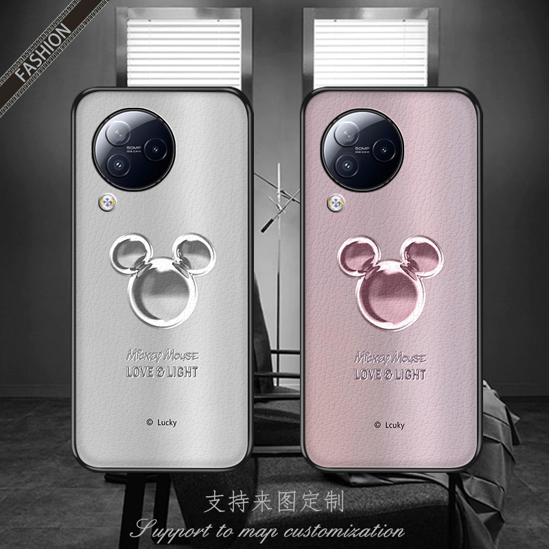 迪士尼情侣适用于小米civi3手机壳女款防摔皮革适用于civi2软边保护套新款DIY仿皮卡通个性13ultra防摔轻奢男