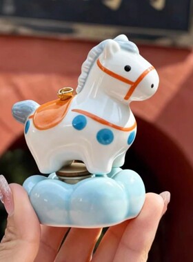 马上有钱 景德镇陶瓷转转小马摆件 办公室解压治愈新年礼物