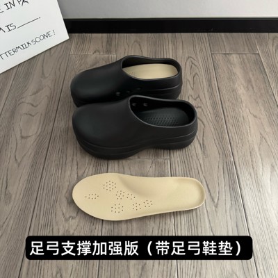 增高5cm防滑厨师鞋女夏2026款一脚蹬洞洞鞋厚底外穿透气包头拖鞋