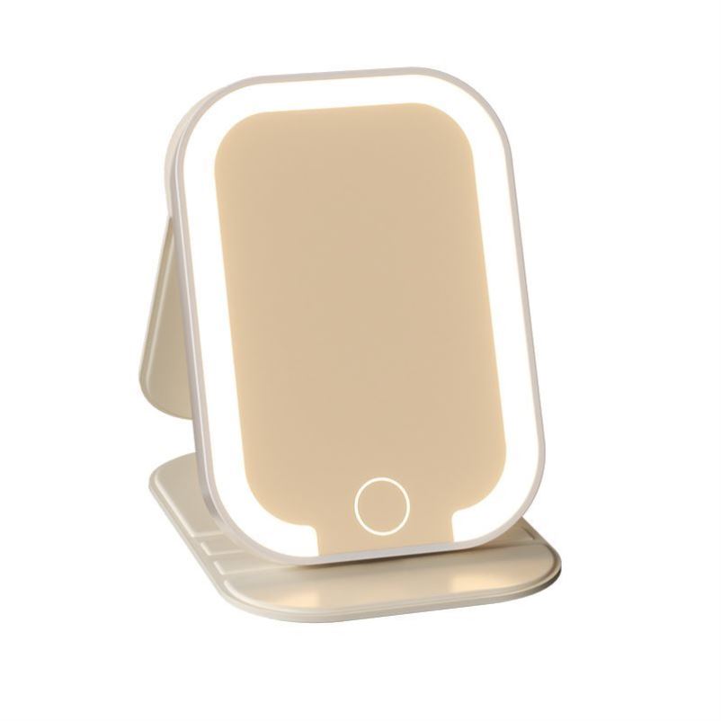 化妆镜带灯led便携折叠台式桌面可立学生宿舍家用镜子旅行美妆镜