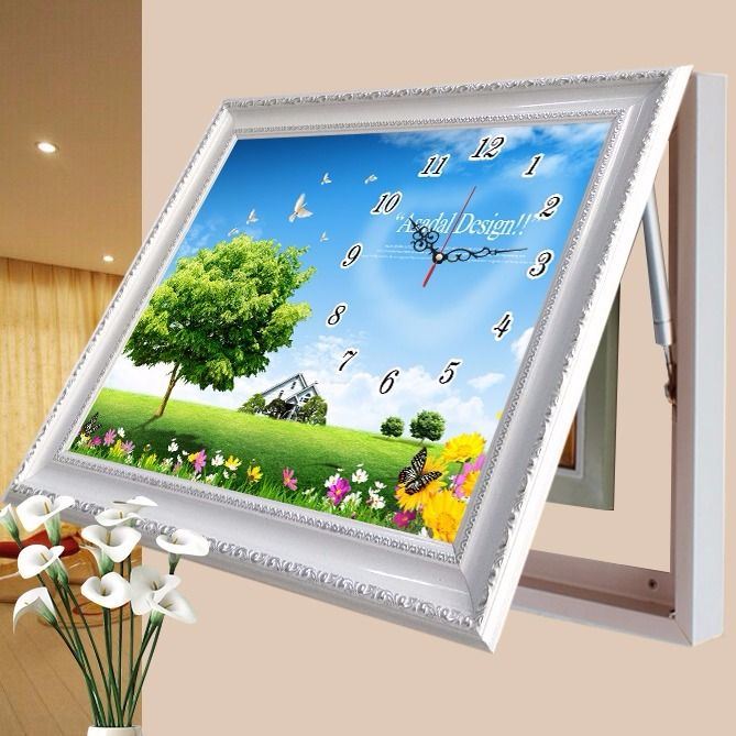 电表箱装饰画挂钟客厅可推拉钟表挂画遮挡电闸箱配电箱水晶墙壁画