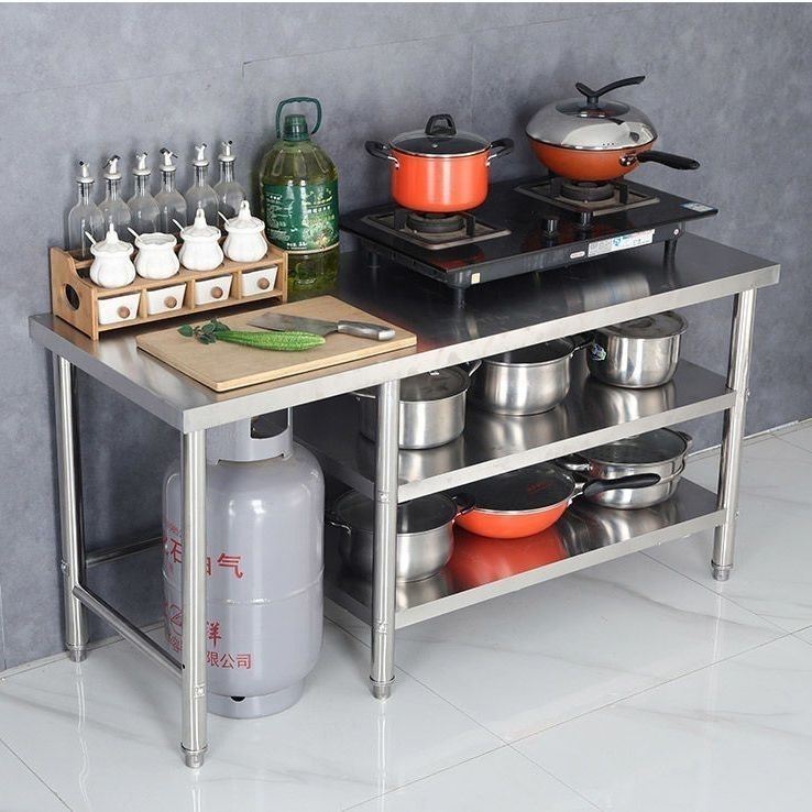 可定制加厚不锈钢置物架工作台商用厨房操作台饭店切菜桌子打荷台