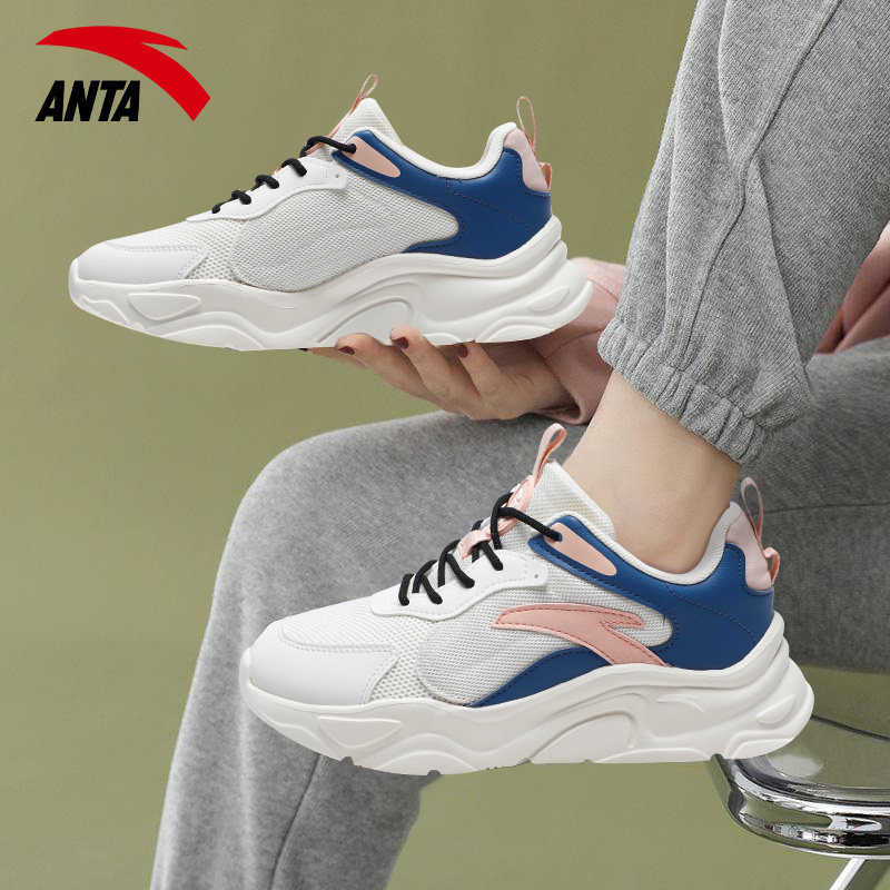 安踏小千禧运动鞋女春季软底减震跑步鞋轻便网面百搭鞋子休闲女鞋