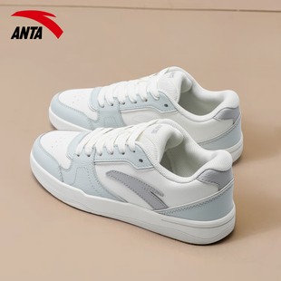 百搭轻便软底休闲运动鞋 安踏低帮板鞋 皮面厚底增高时尚 秋冬季 女鞋