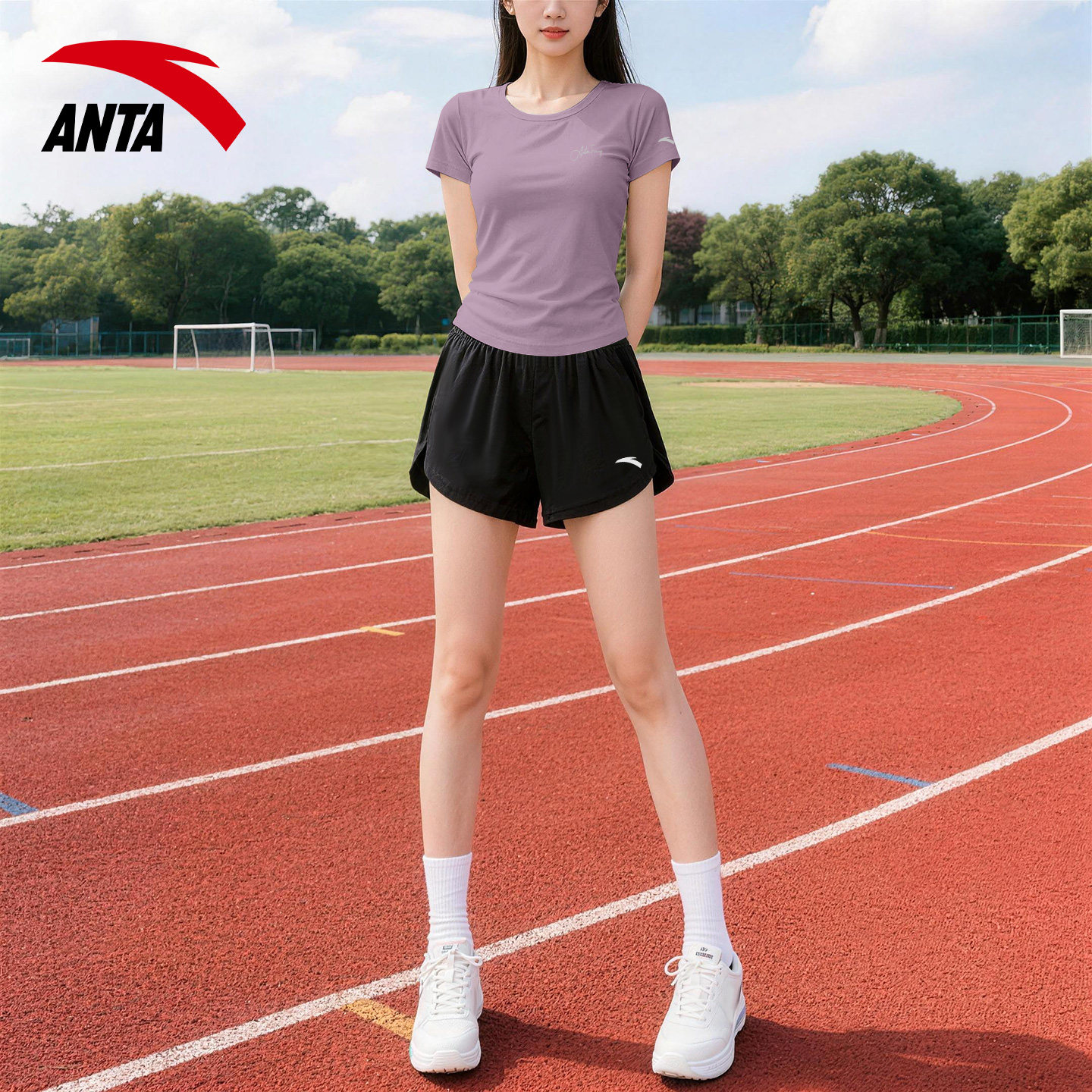 安踏运动套装女冰丝速干透气跑步图片