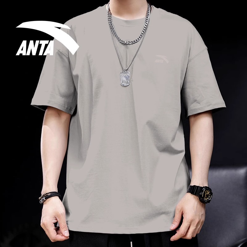 安踏宽松大码潮流针织短袖t恤男