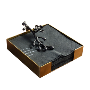 复古轻奢纸巾盒 格调橘子花做旧餐巾架压纸座商用餐厅咖啡厅用