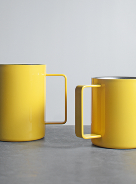 316不锈钢马克杯咖啡杯水杯双层防烫带手柄高颜值杯子刻度保温杯