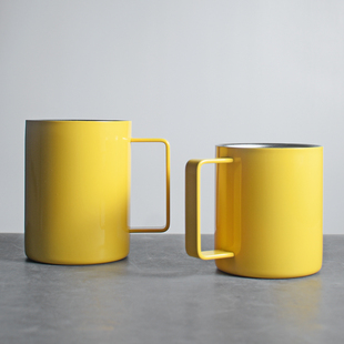 316不锈钢马克杯咖啡杯水杯双层防烫带手柄高颜值杯子刻度保温杯